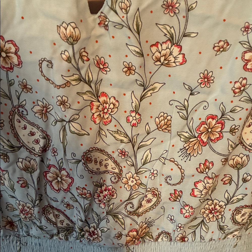 In Bloom Boho Multicolor Patchwork V-Neck Blouse - image 5